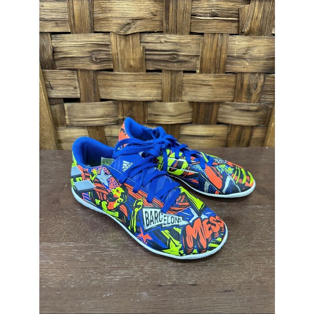 adidas Kids Blue Multicolor Messi Graphic Indoor Sneakers